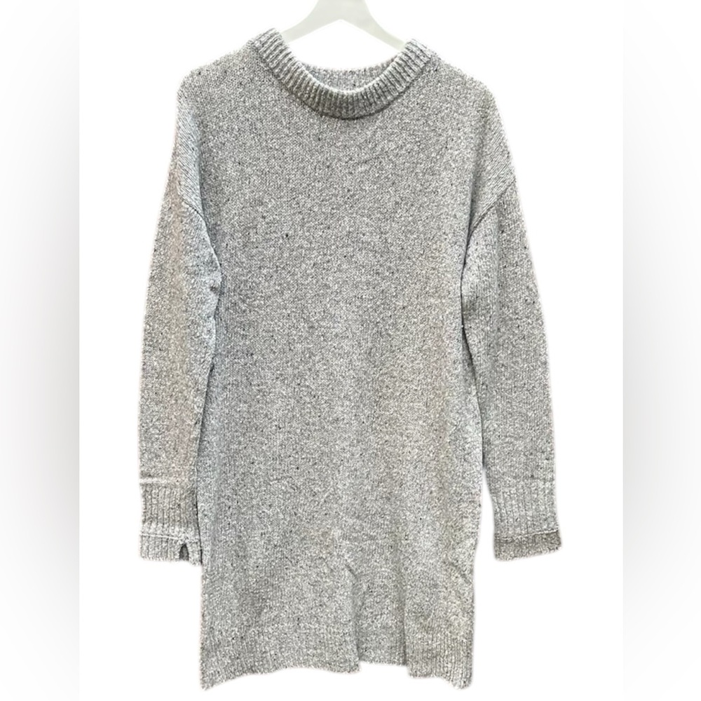 ZARA Knit Women’s Crew Neck Long Sleeve Italian Yarn Gray Sweater Mini Dress
